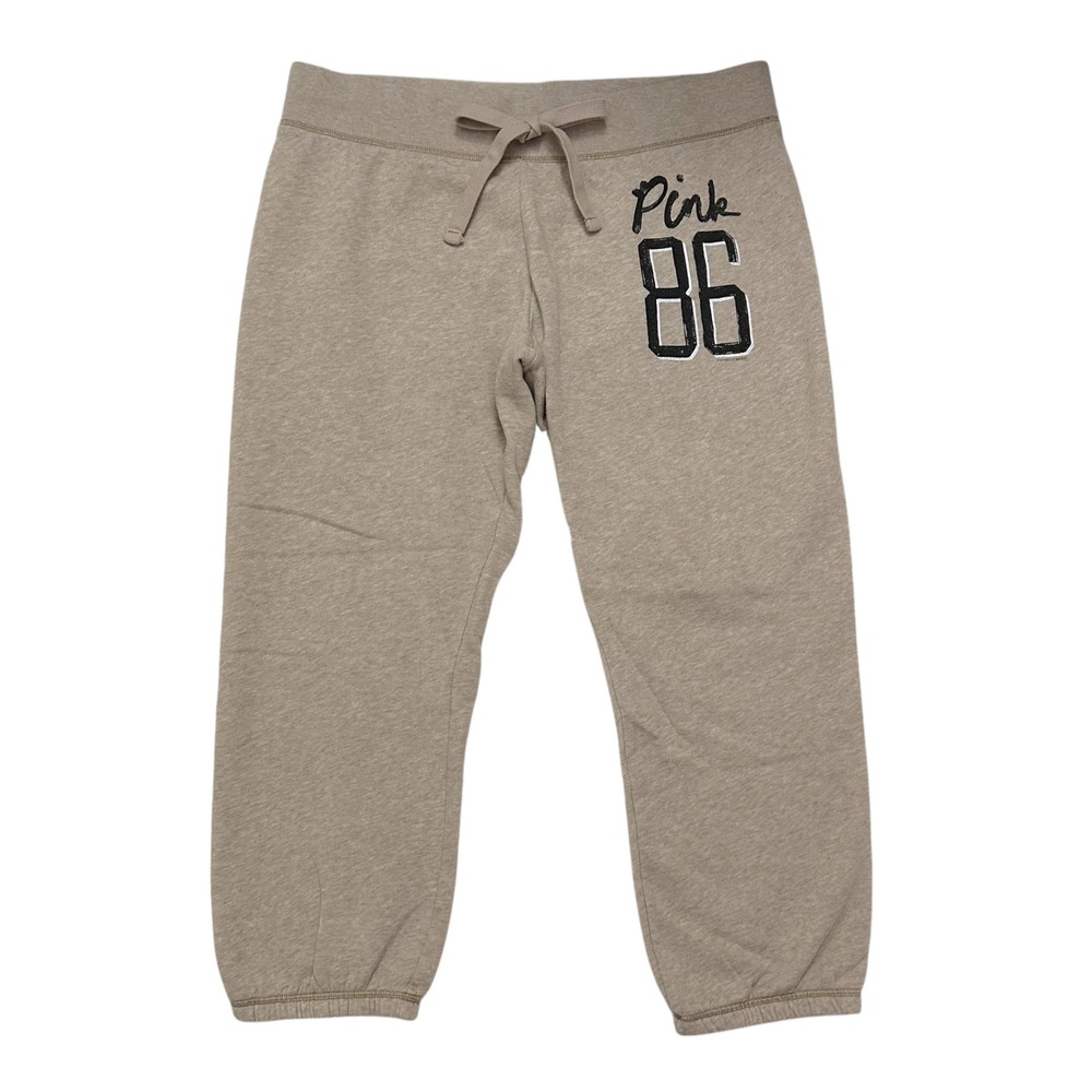 PINK Victorias Secret 86 Jogger Sweatpants Tan Heathered Womens Large Loungewear
